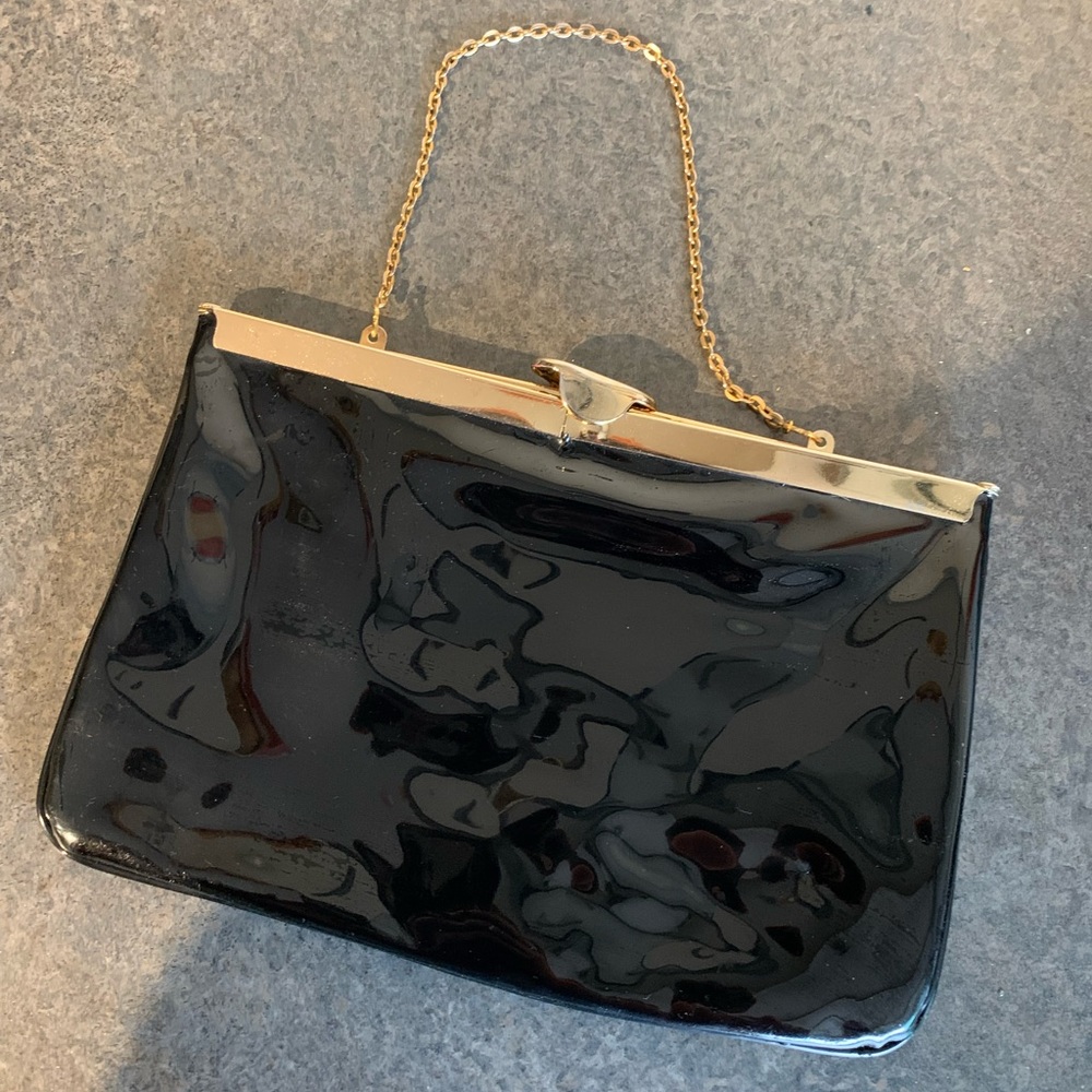 Vintage Etra Black Patent Leather Clutch